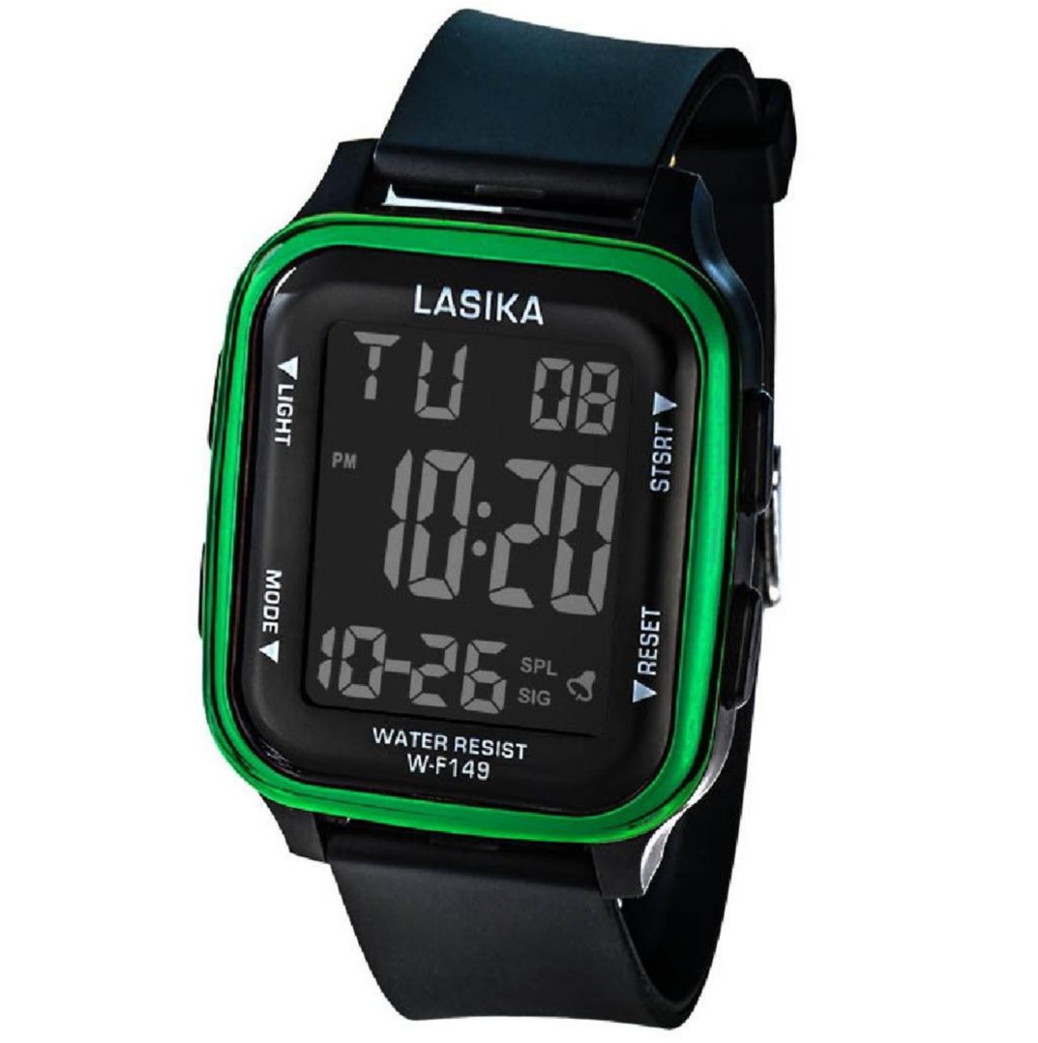 Lasika WF157 Digital Watch (Green & Black) – Stylish & Smart LED Wrist Watch